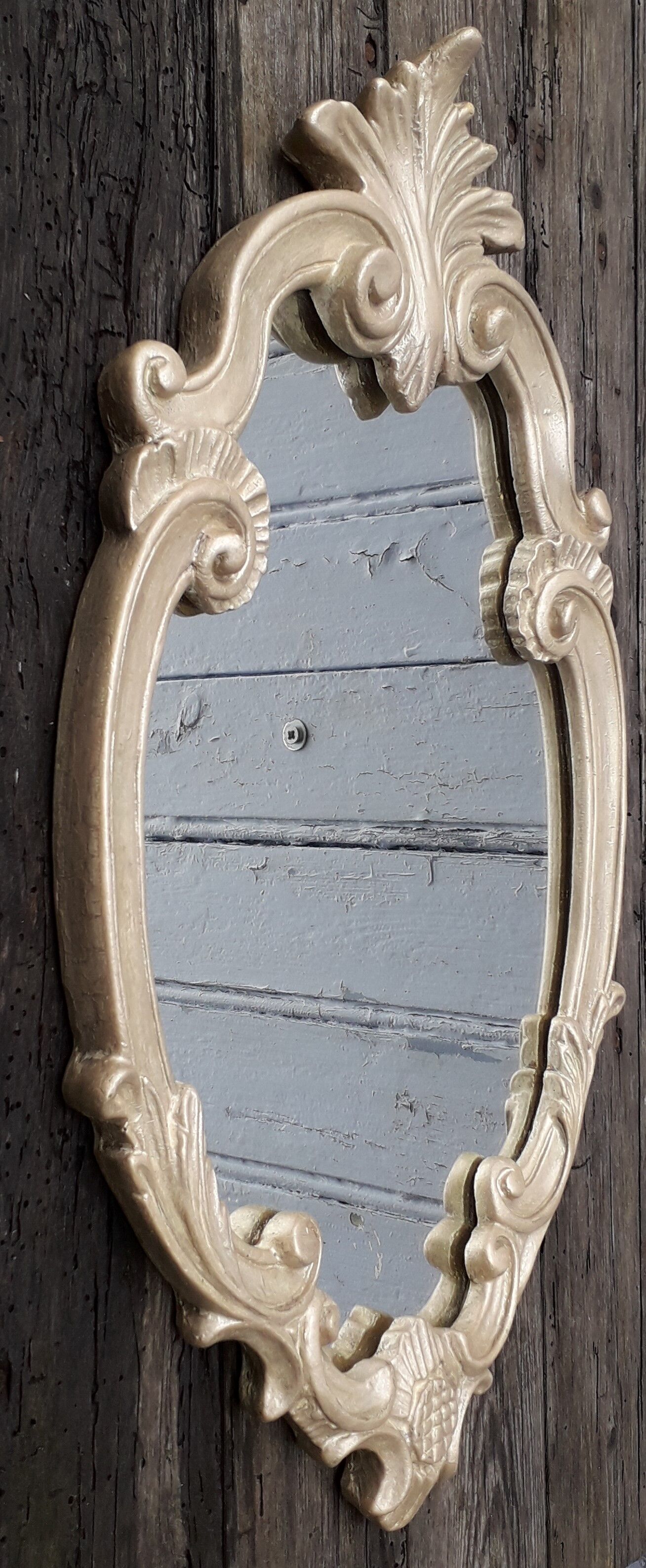 Silver wooden mirror 55 x33 cm