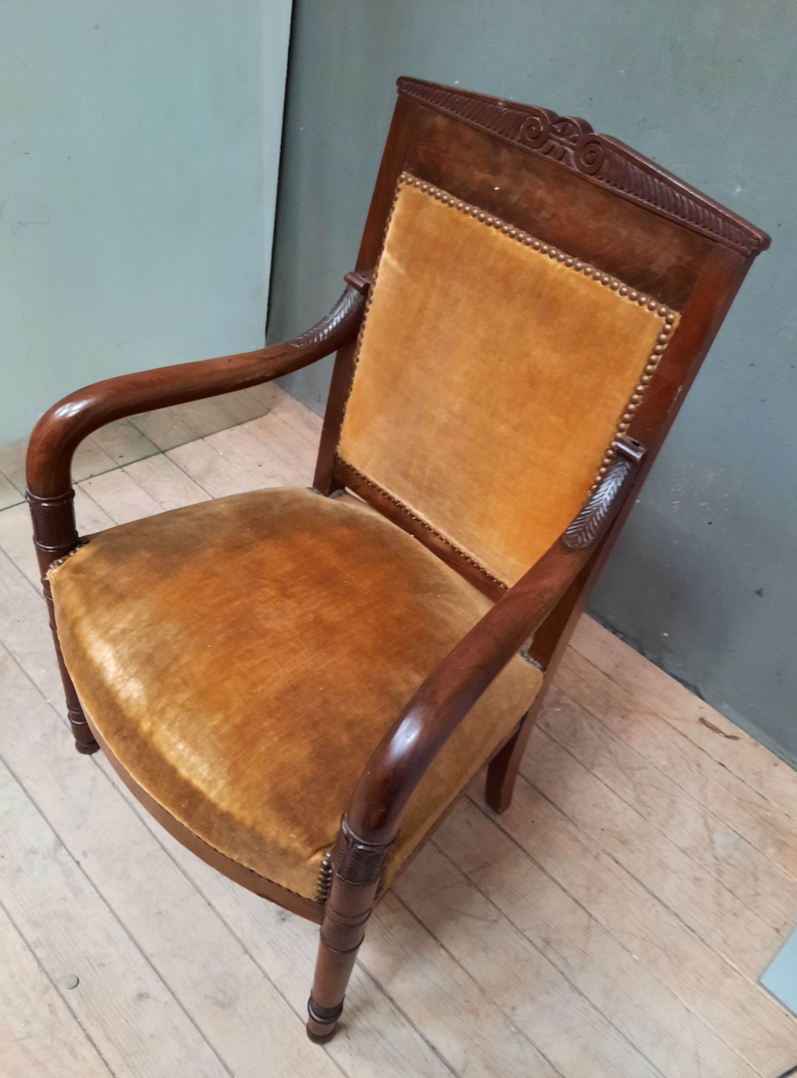 Empire style mahogany armchair
