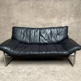Vintage sofa by Johan Bertil Häggström for Ikéa in leather and chrome metal 1970