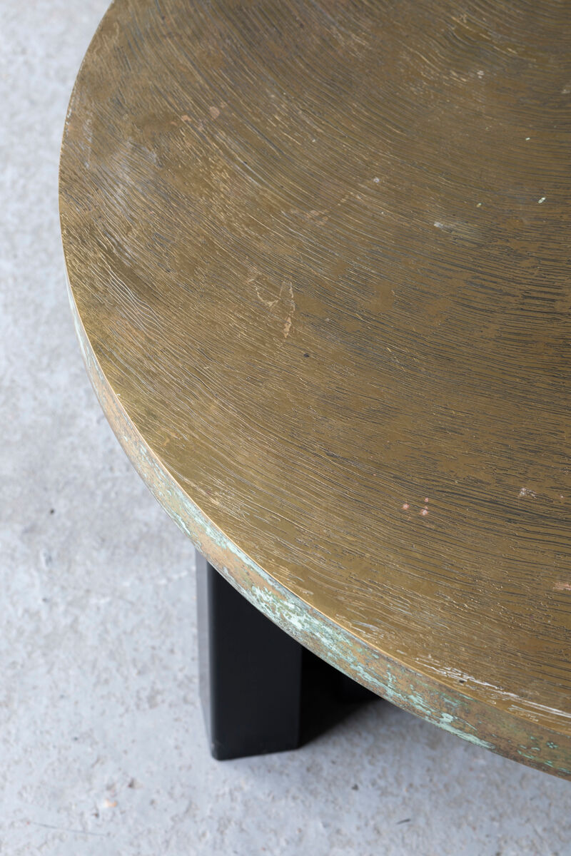 Coffee table in etched brass by Christian Krekels, Belgium, 1990