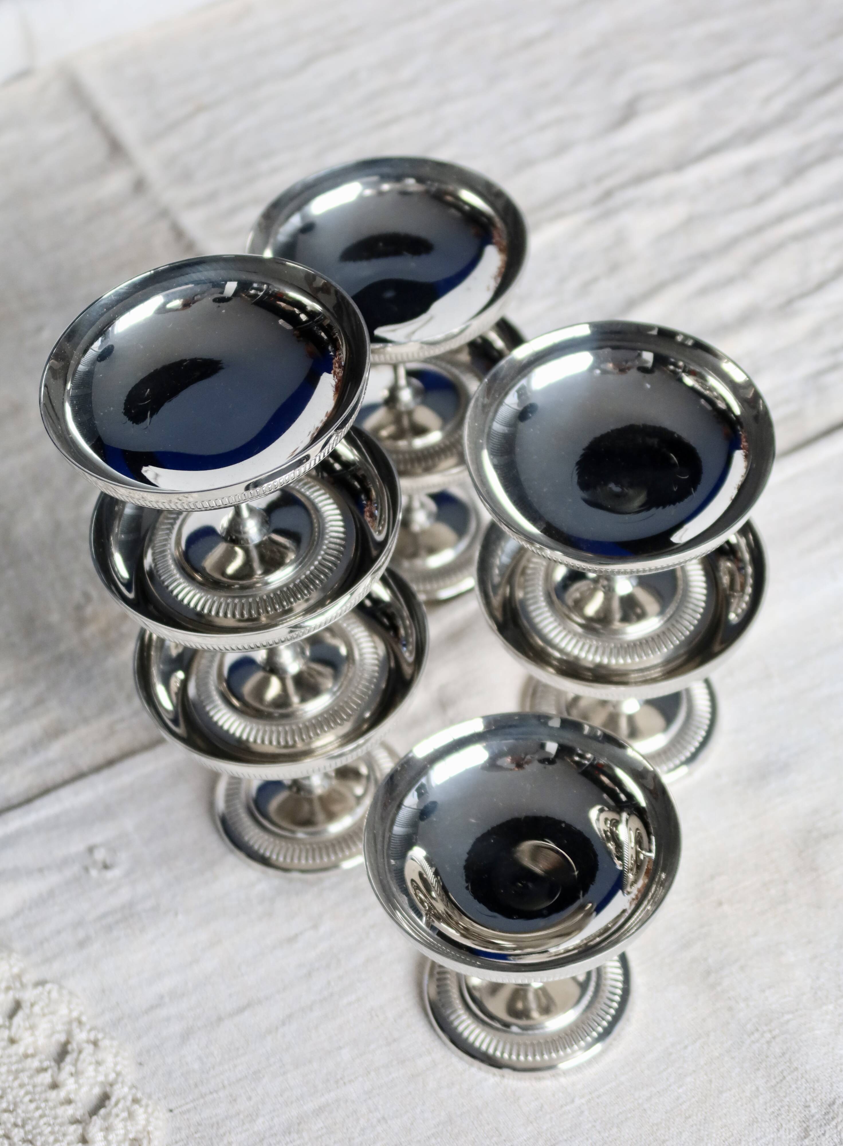 8 vintage ice cream/champagne bowls - Silver-plated metal