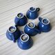 Lot de 6 tasses en grès artisanal émaillé bleu