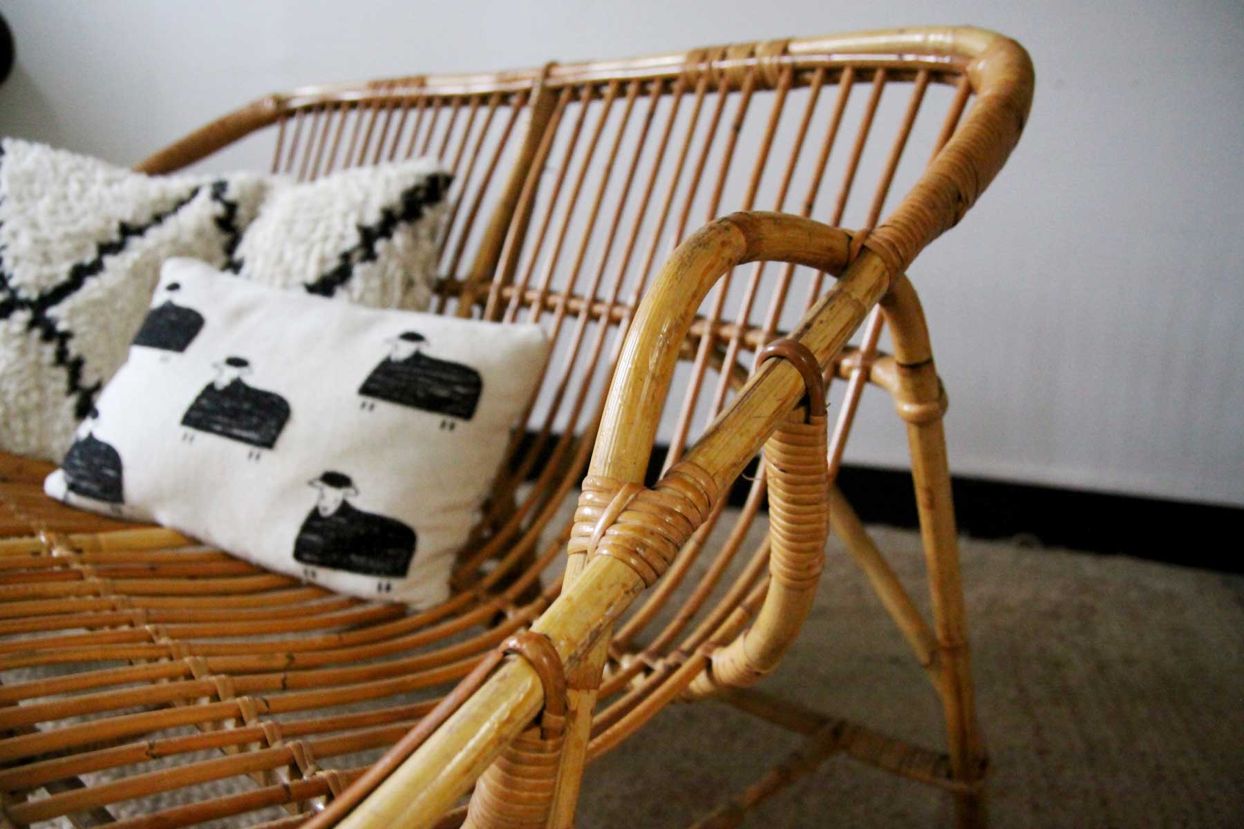 Vintage rattan bench