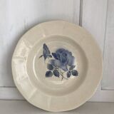 Set of 20 Digoin soup plates, blue rose patterns