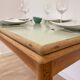 Vintage extendable dining table, wood and sage green