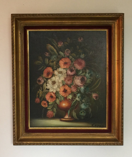 Oil on canvas flower bouquet