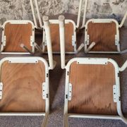 Vintage French school chairs – 1960s industrial cafe seats (set of 5)