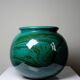 Large ceramic ball vase, art deco style, shade of green, vintage