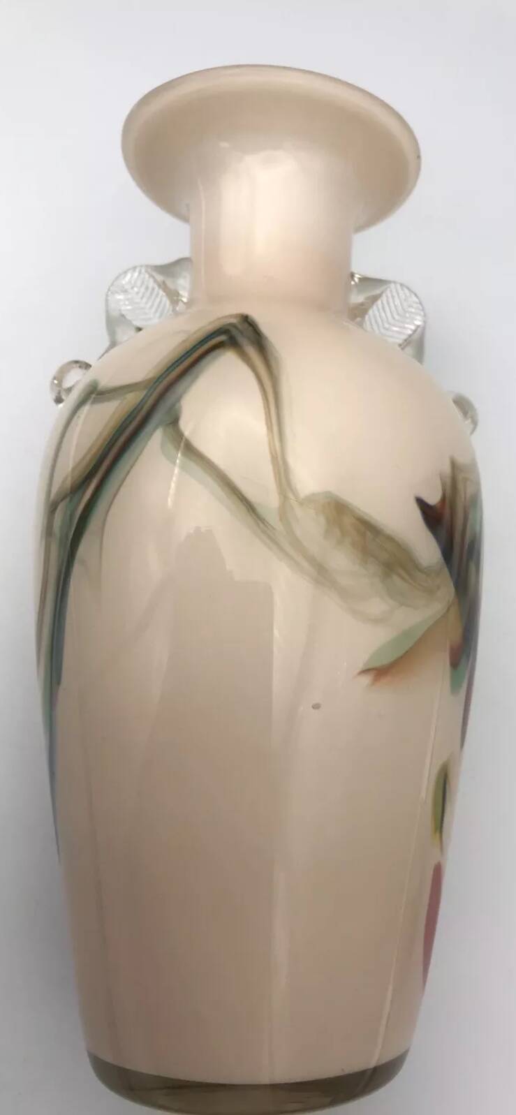 Vase type amphora in blown glass and artistic inclusion 20.5 cm