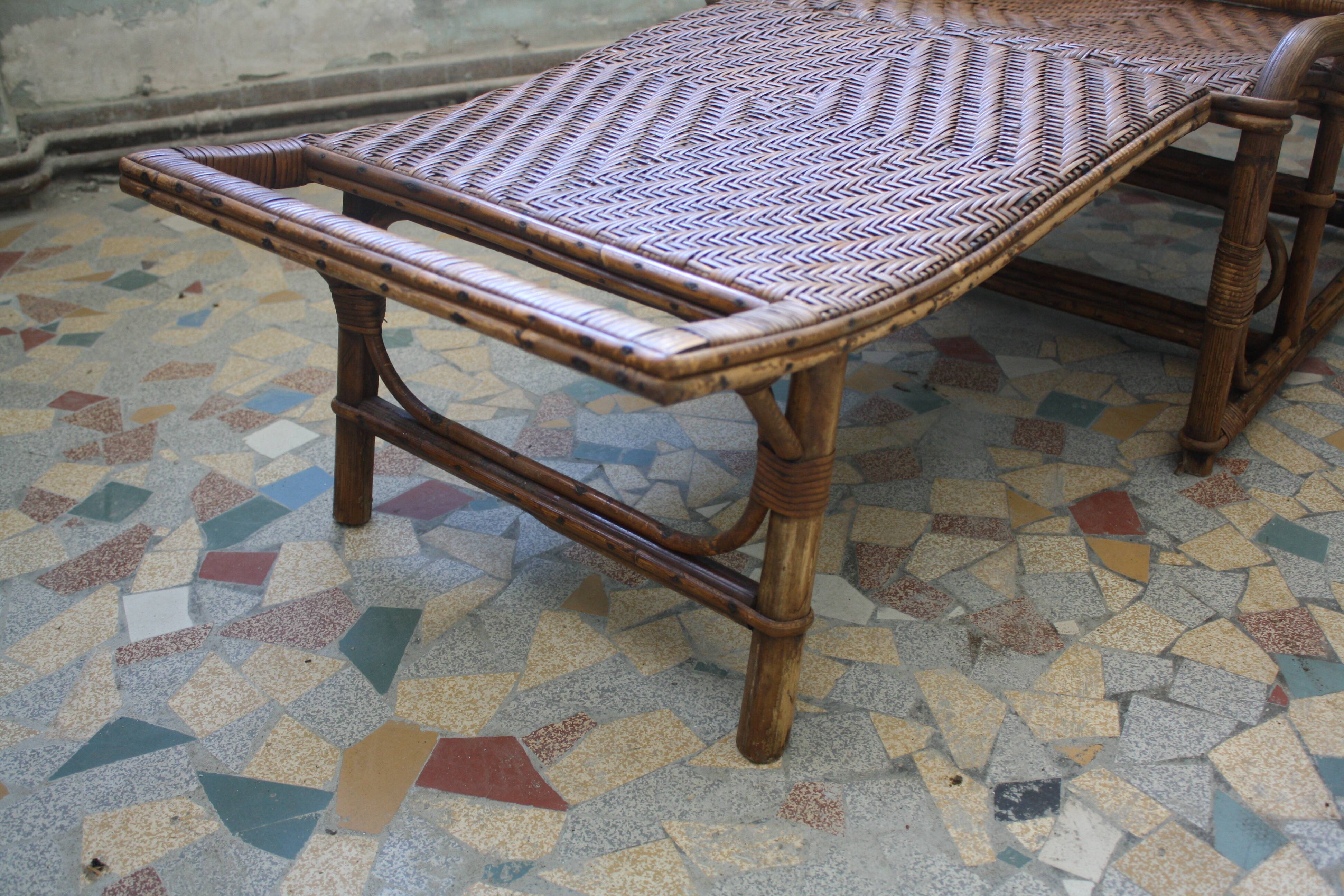 Chair long vintage rattan