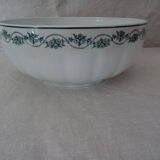 Salad bowl old faience St Amand decoration floral frieze green rinses