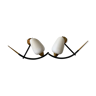 Opaline brass symmetrical and black horn-shaped laqué tube sconces