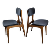Set of 2 Vintage STOL Kamnik Dining Chair: Black Leather, MCM Chairs
