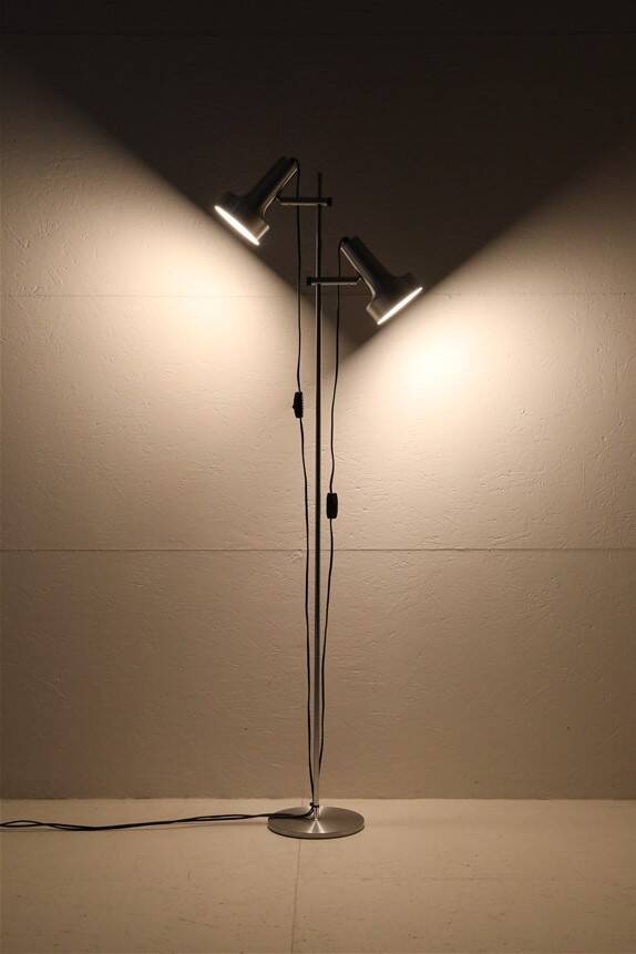 Danish modern design double spot floor lamp / reading lamp / aluminum / 1970s-1980s