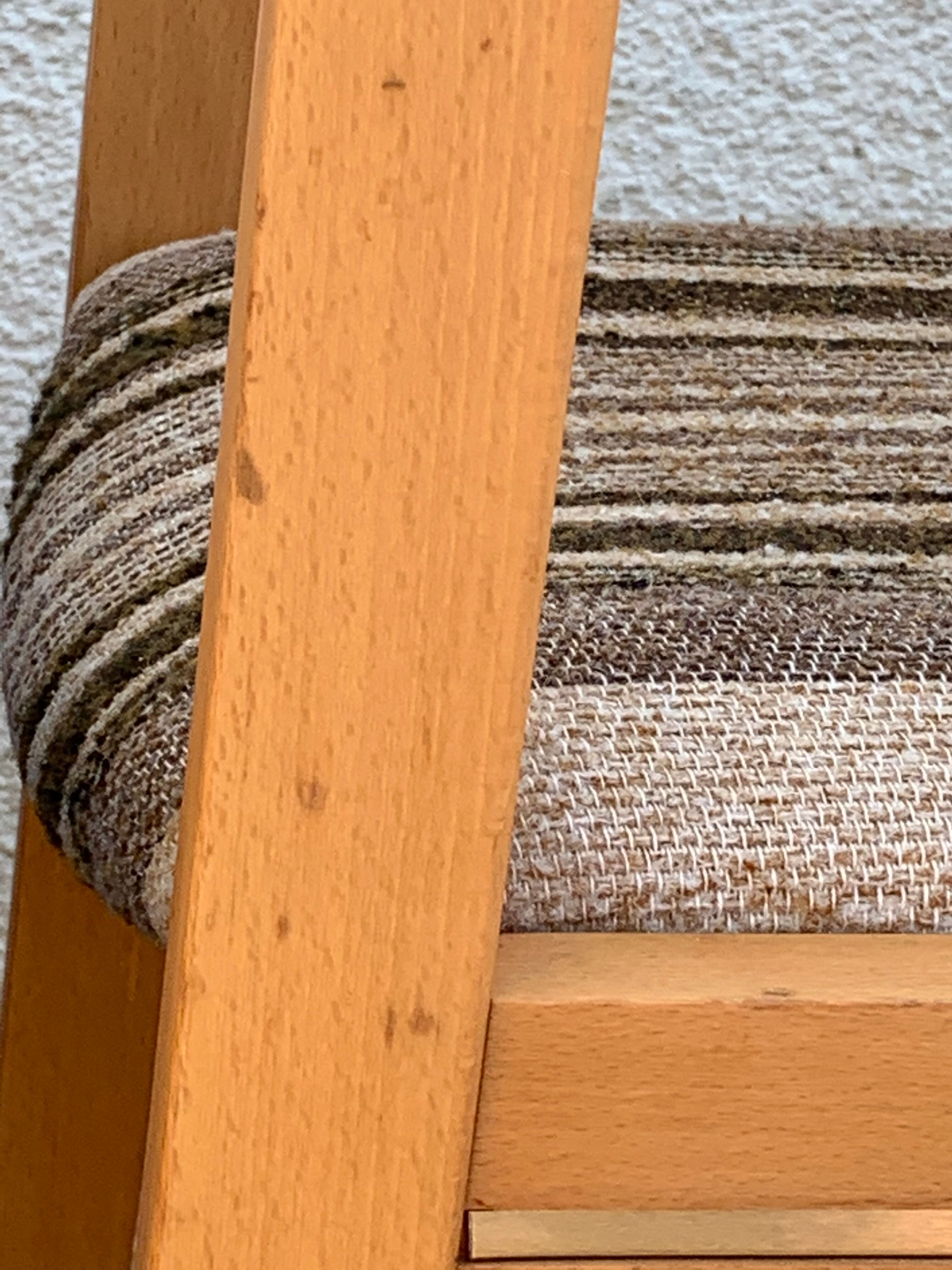 Suite of 4 chairs self beech brass and wool 1960