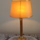 Tall French Mid Century Table Lamp Square Base With Beige and Gold Shade
