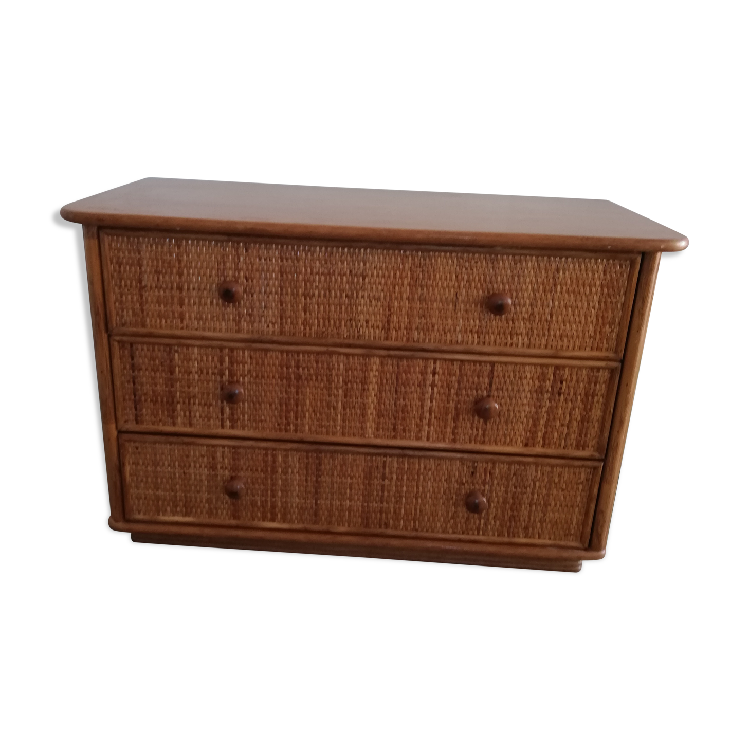 Vintage rattan chest of drawers