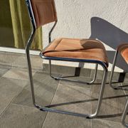 Pair of Bauhaus style dining chairs with infinity frame