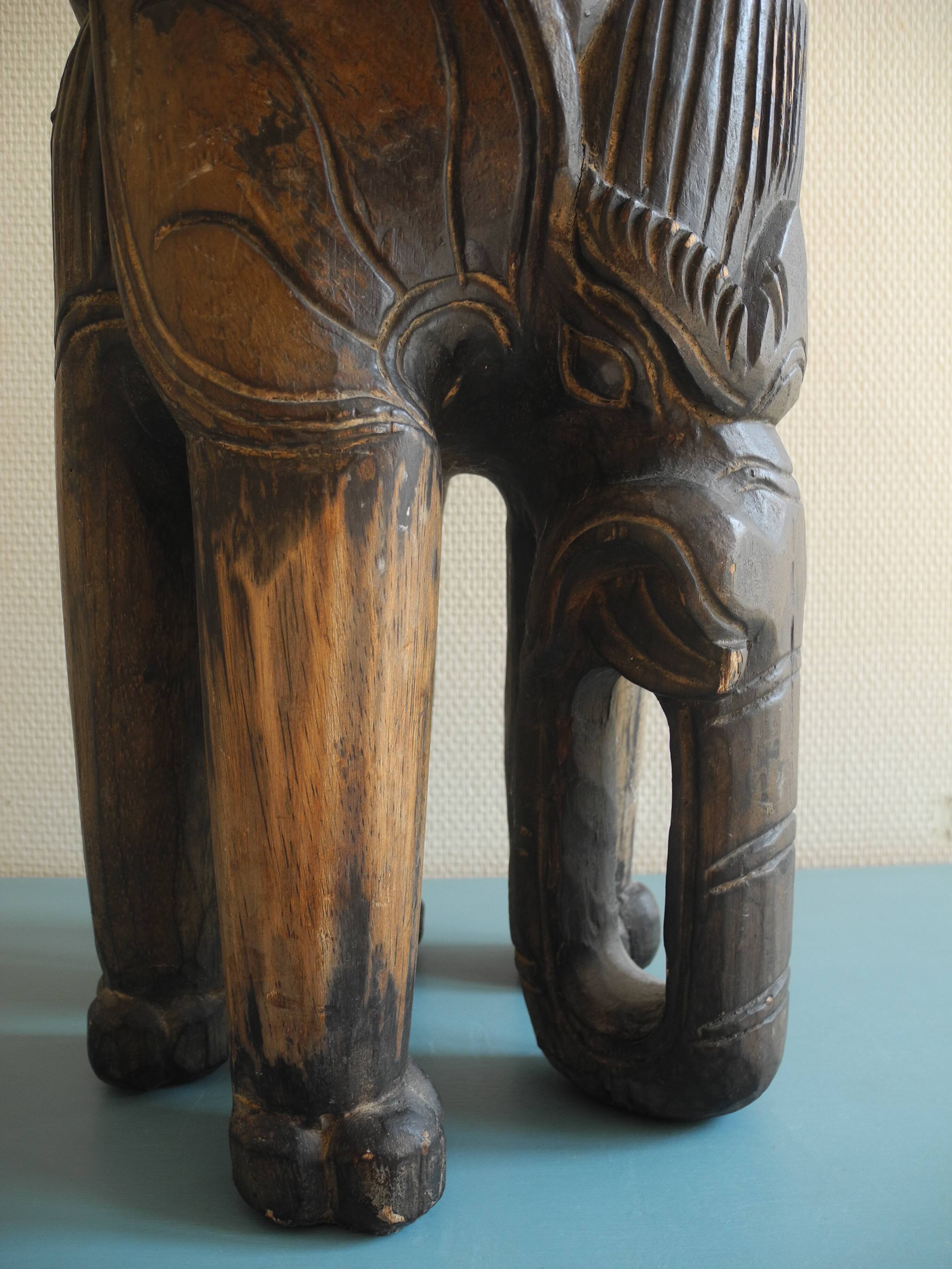 elephant stool plant holder vintage African art 50s