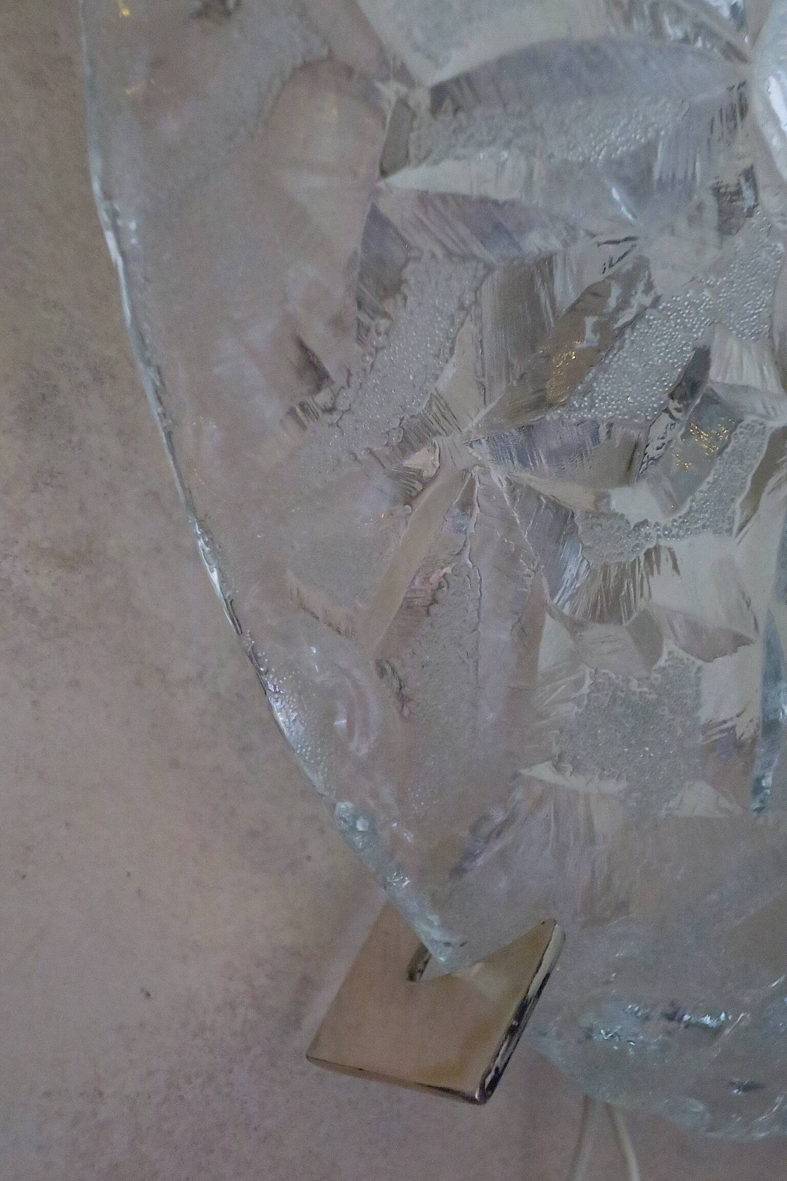 Frosted ice glass  plafonnier, Kaiser Leuchten label, 1970s