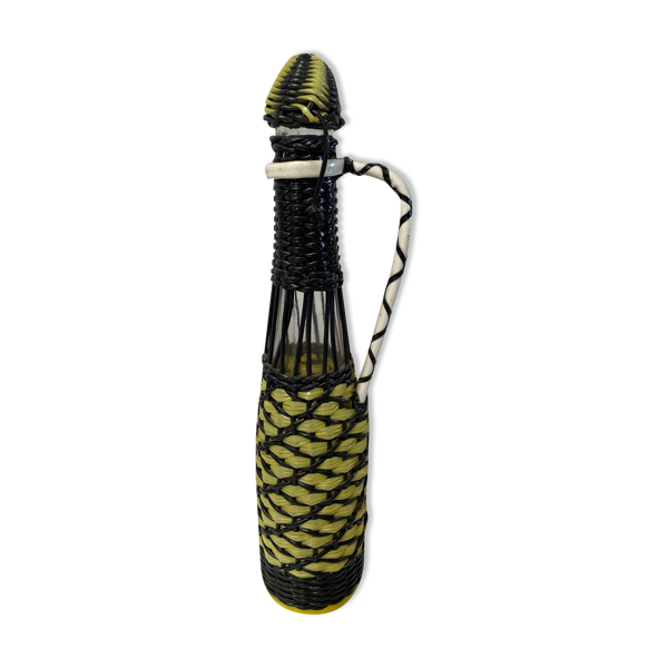 Carafe scoubidou vintage noire et jaune — Beyit