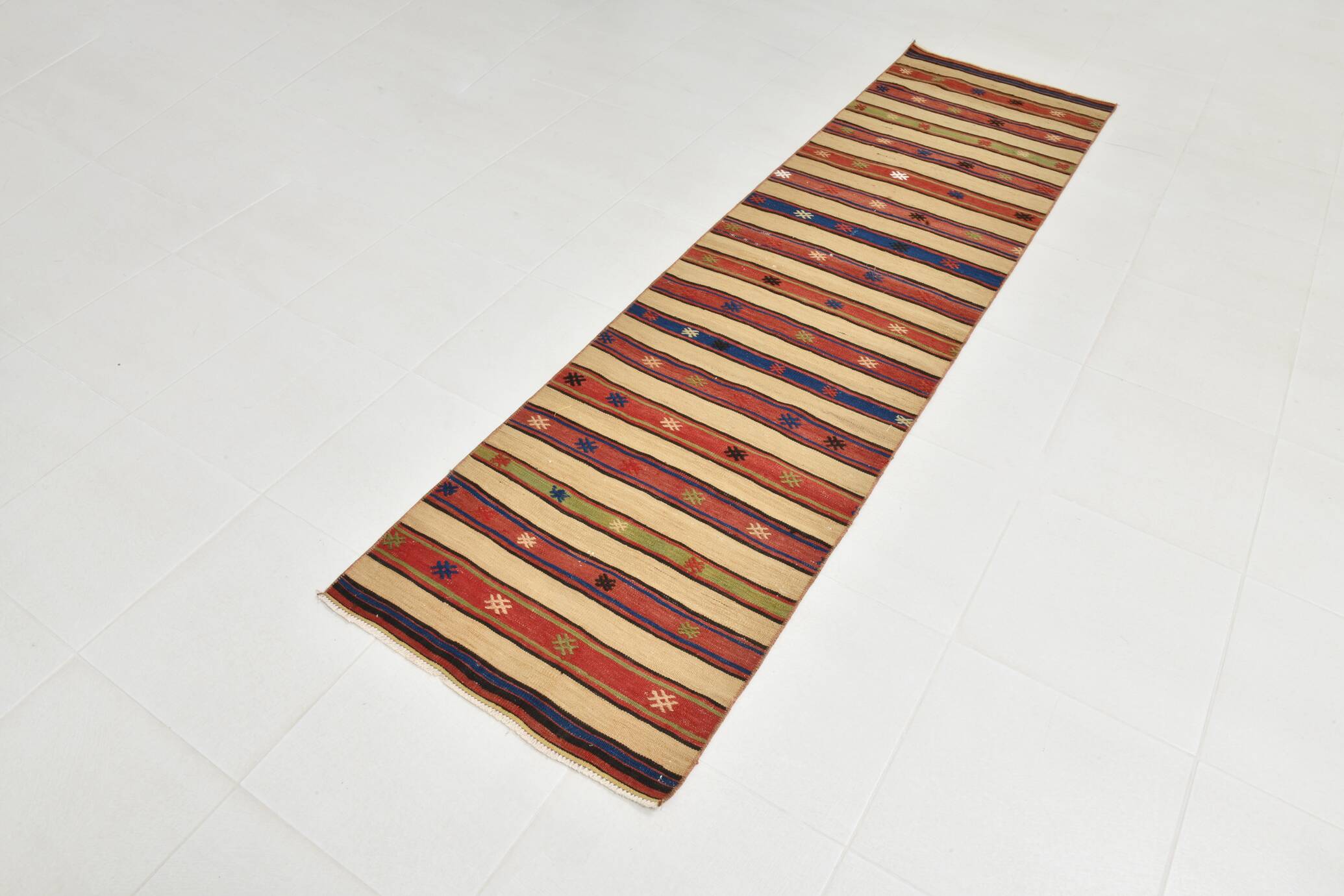 Handmade Wool Kilim Runner Rug, 70x258Cm