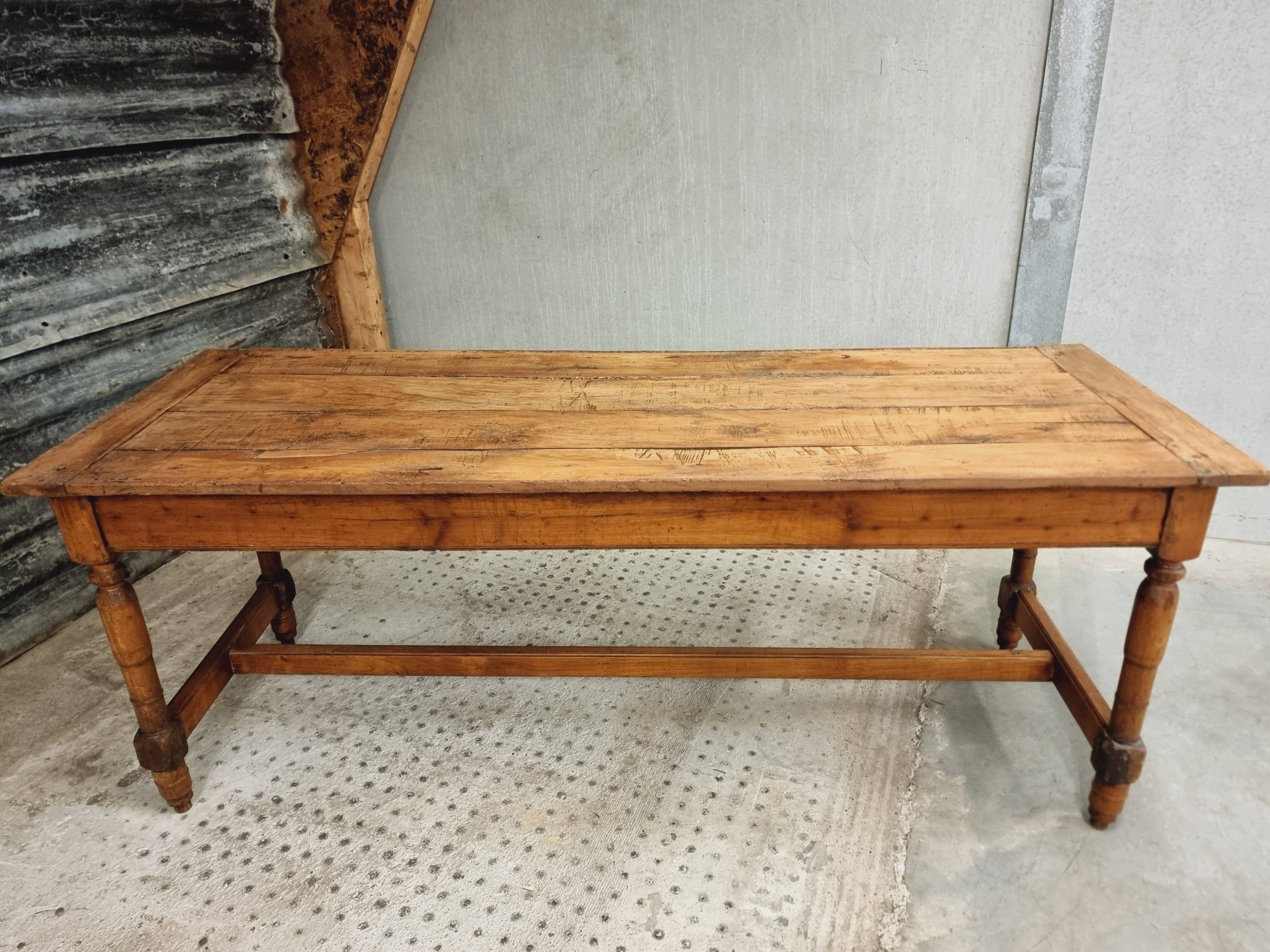 Antique French table farm dining table 19th century 73 x 201 cm