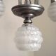 French Art Deco chandelier in silver-finished brass with 5 lights, Clichy white glass 4456.