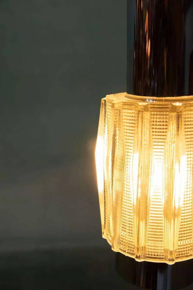 Vintage chrome and glass suspension, space age cascade lamp.