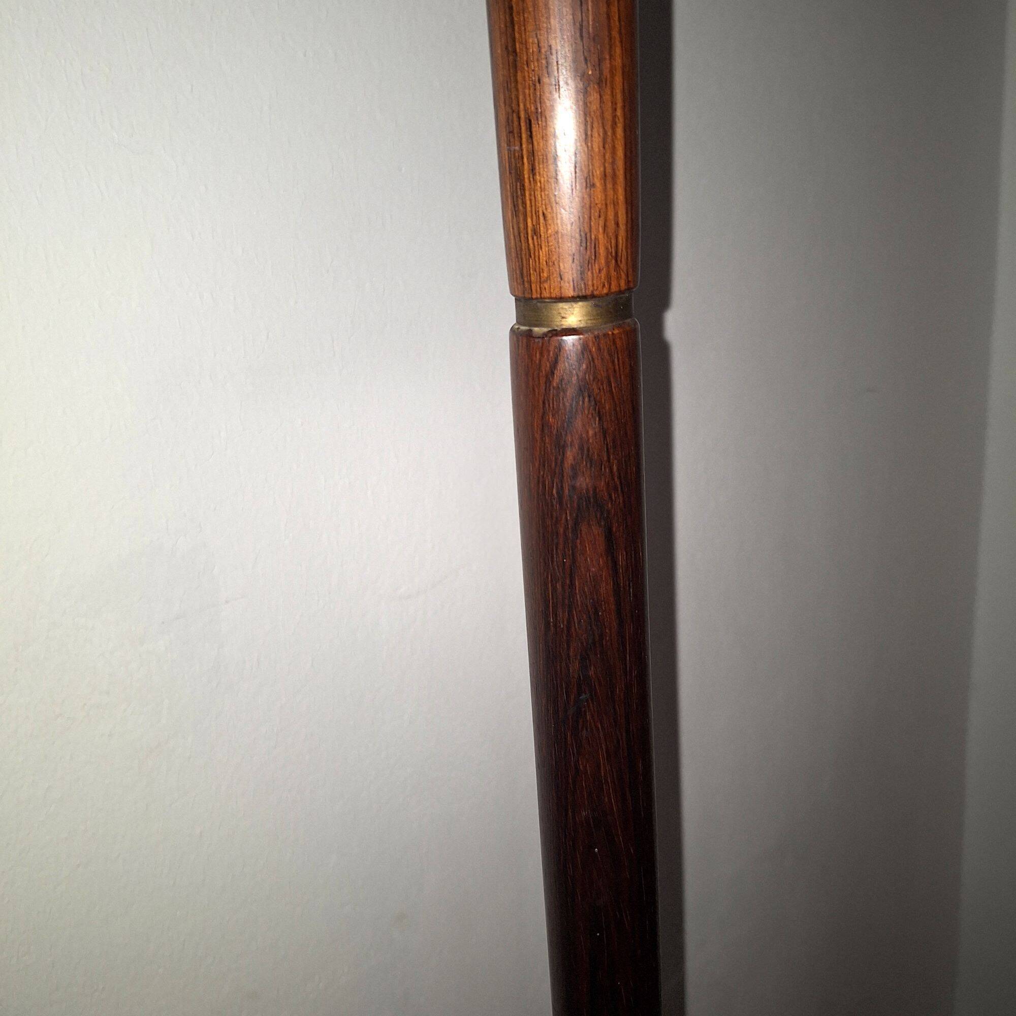 Rosewood mid century floor lamp with rattan shade, Sweden 1960s