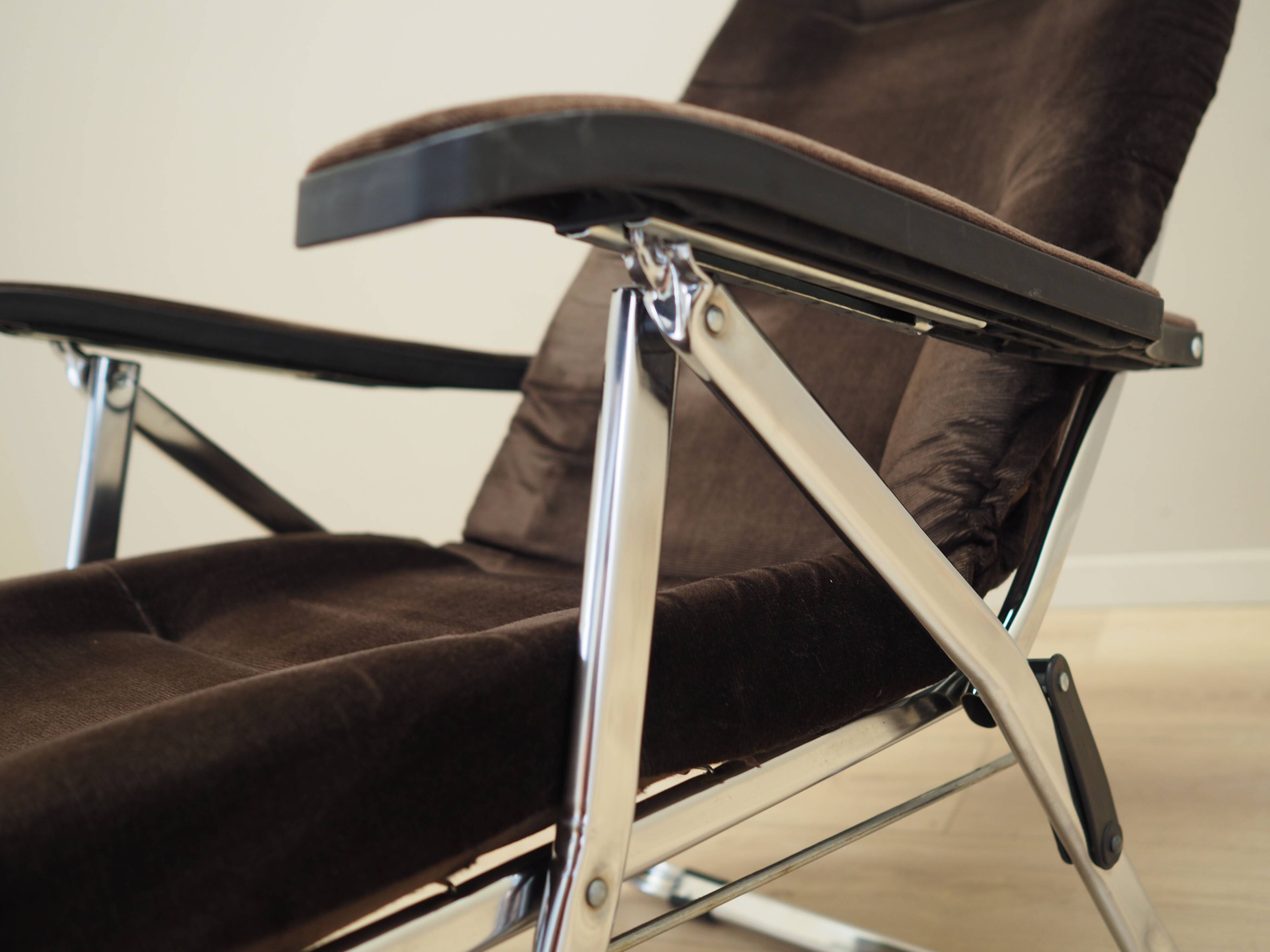 Brown velour armchair, Danish design, 1970s, production: Denmark