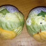 Salt and pepper shakers in earthenware – frugal pattern, 1950s