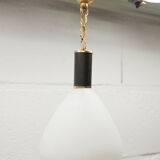 Mid century suspension, brass, zebra glass