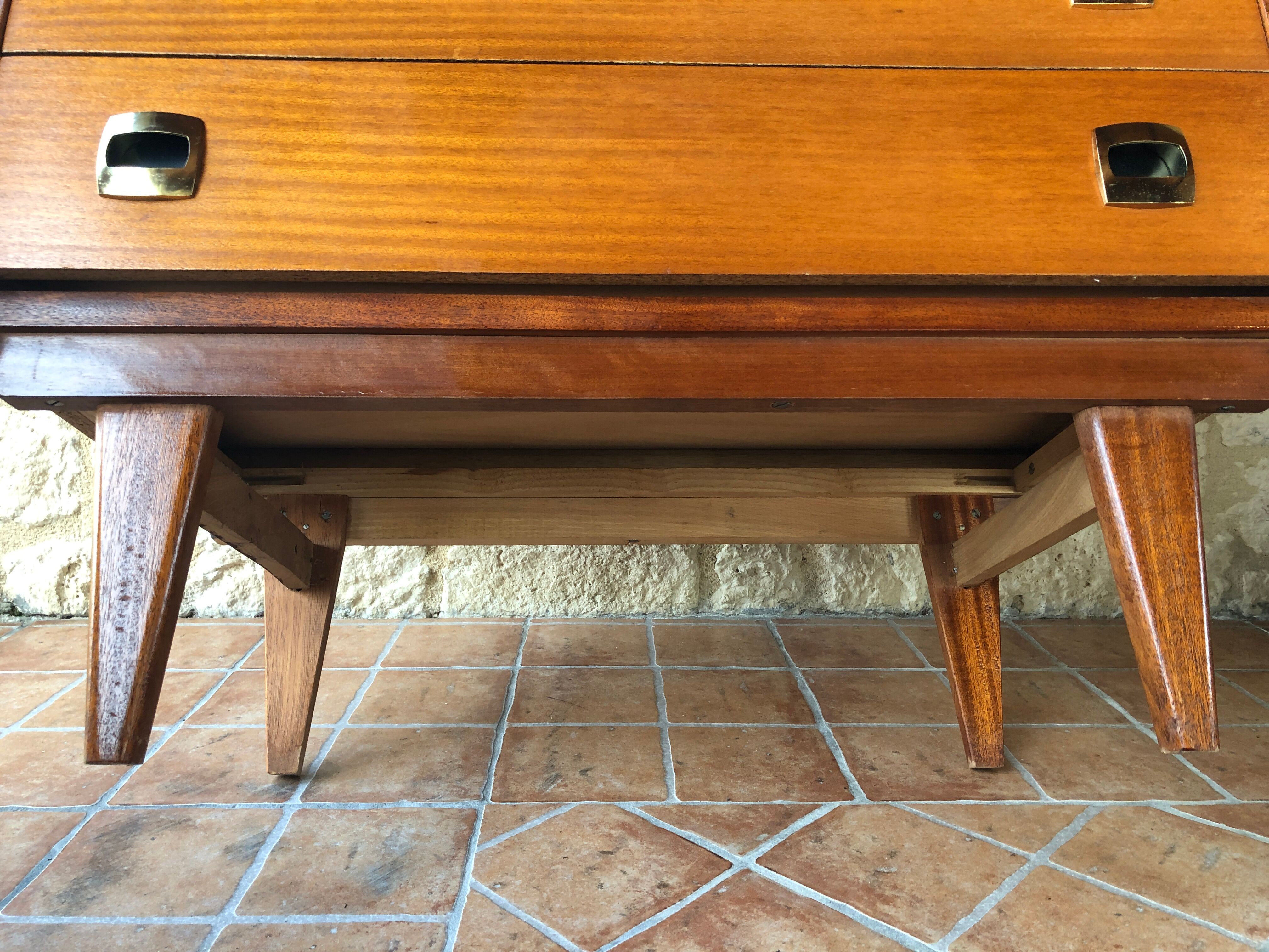 Vintage 60s chest of drawers has 4 drawers edited by Henri Couture
