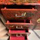 Vintage red chinoiserie cabinet, 1970s