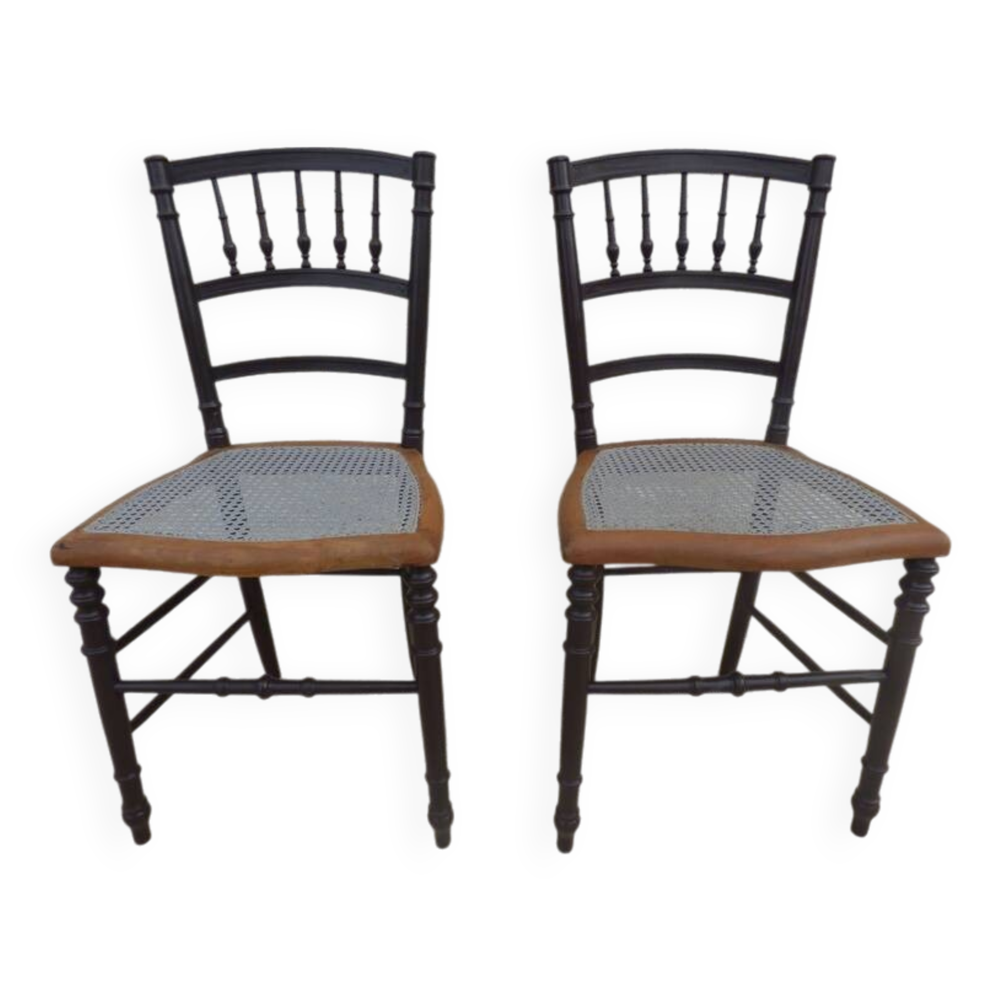 2 quality wooden caned chairs