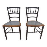 2 quality wooden caned chairs
