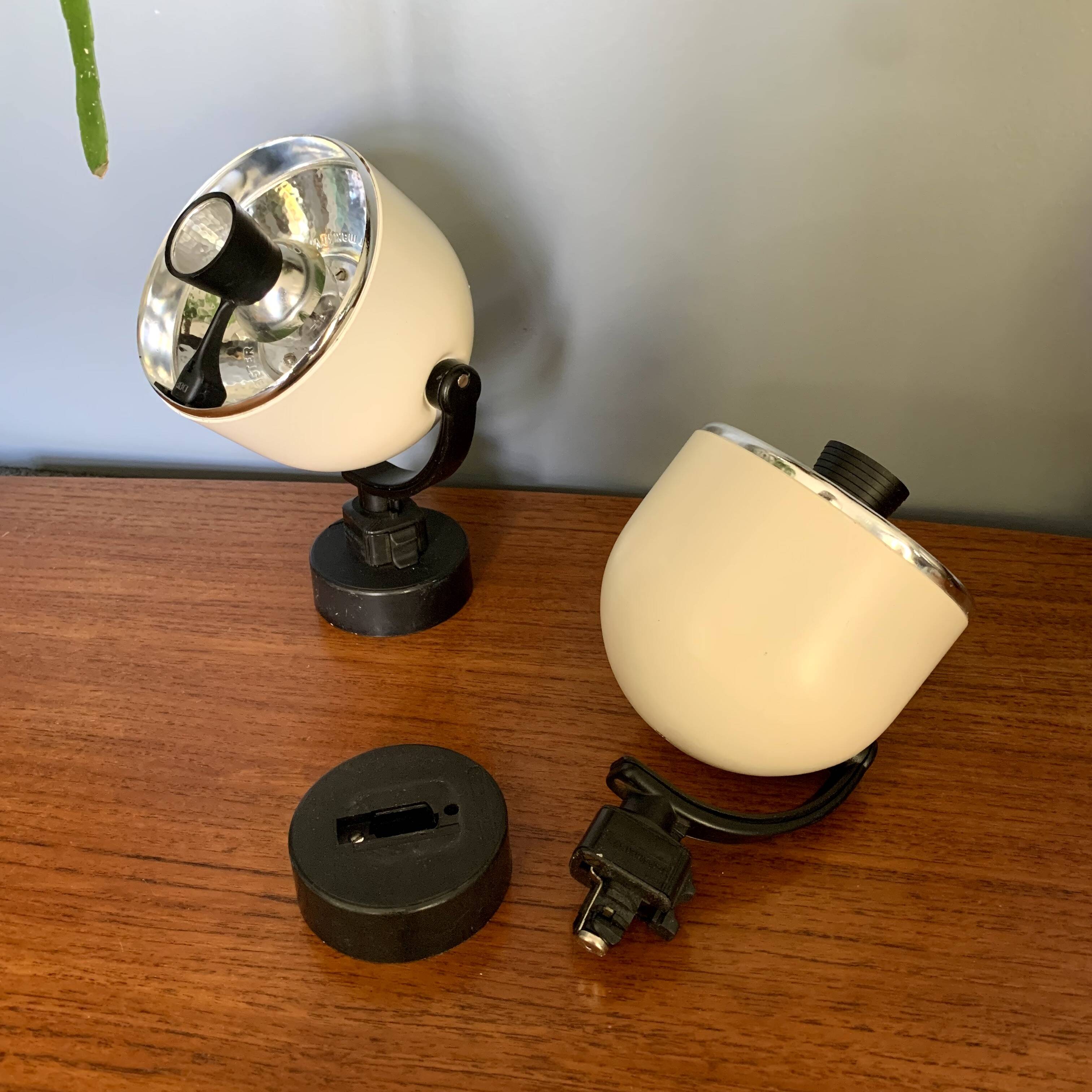 Pair of Hoffmeister cream and black spotlights 1960/1970