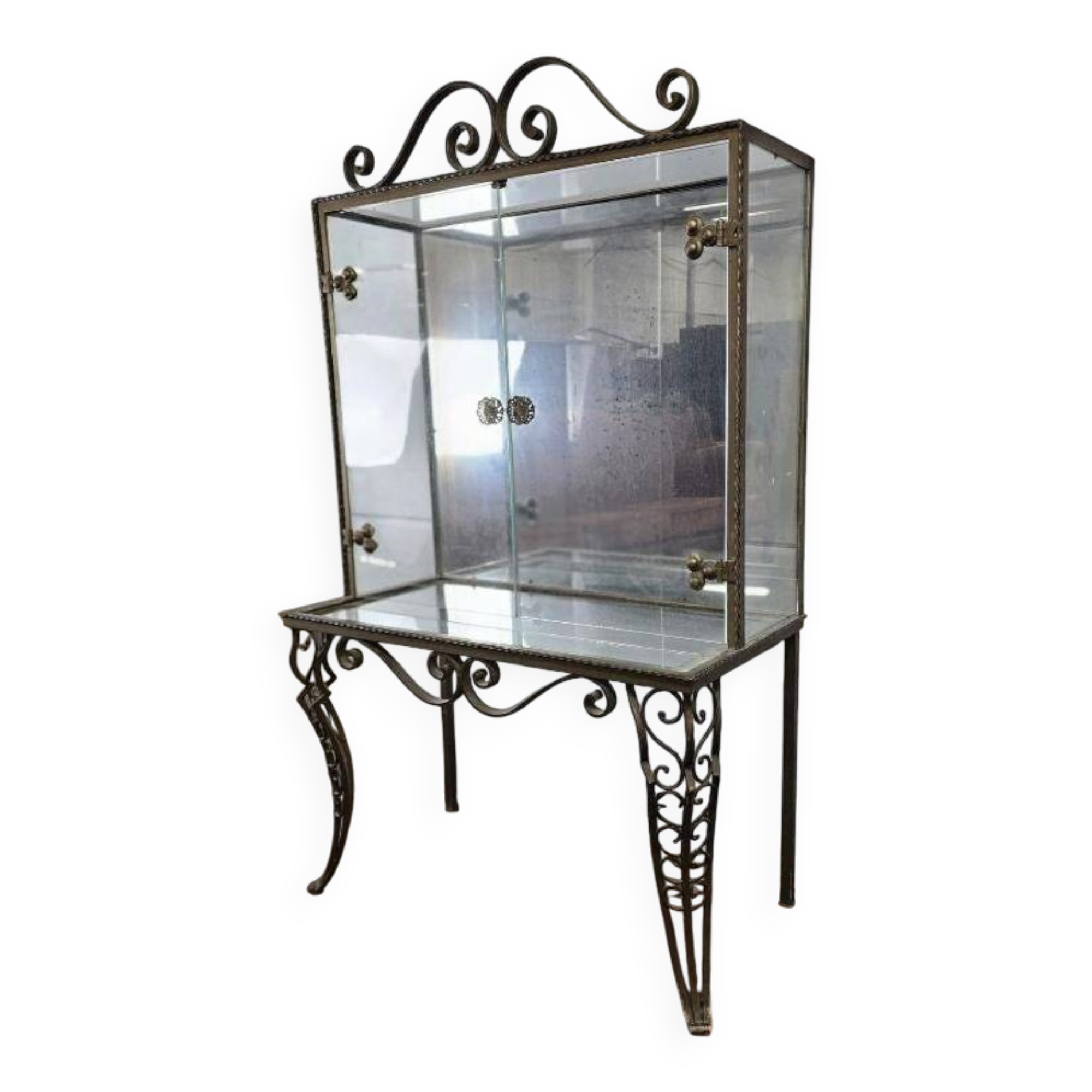 Vintage glass display case / shelf / rack