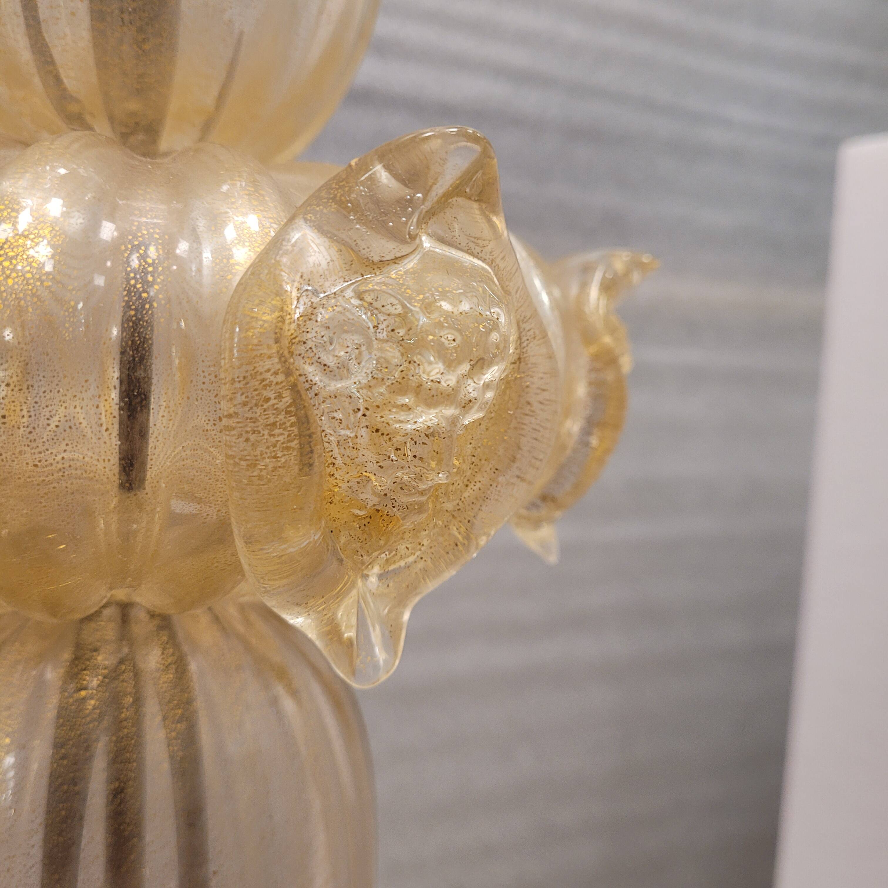 Magpie lamp, Murano crystal and gold powder, Barovier & Toso, 50's