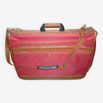 Samsonite red canvas and leather suitcase from the 80s