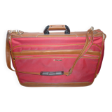 Valise Samsonite toile rouge et cuir des années 80