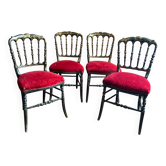 Chaises Napoleon III noires et dorées