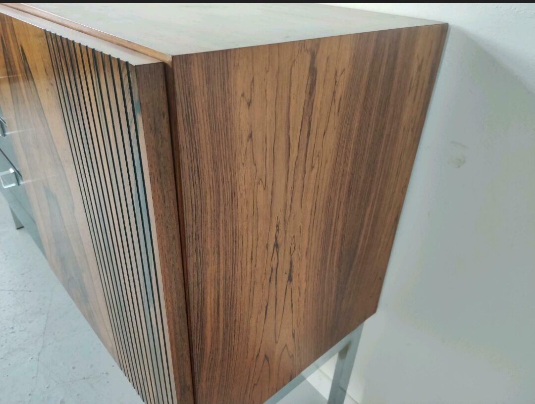 Vintage rosewood sideboard, chrome 1960