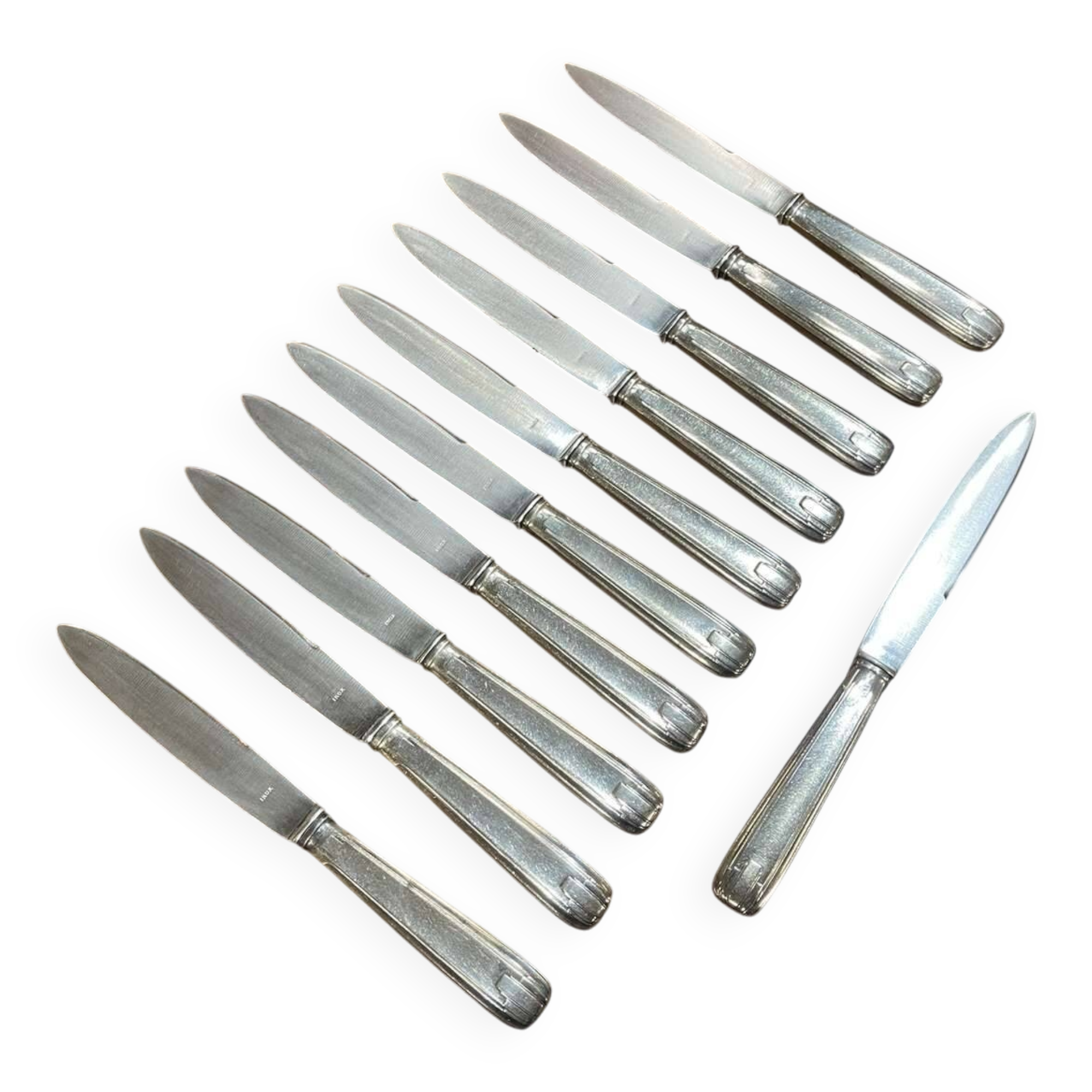 Set of 11 French Art Deco silver plated knives