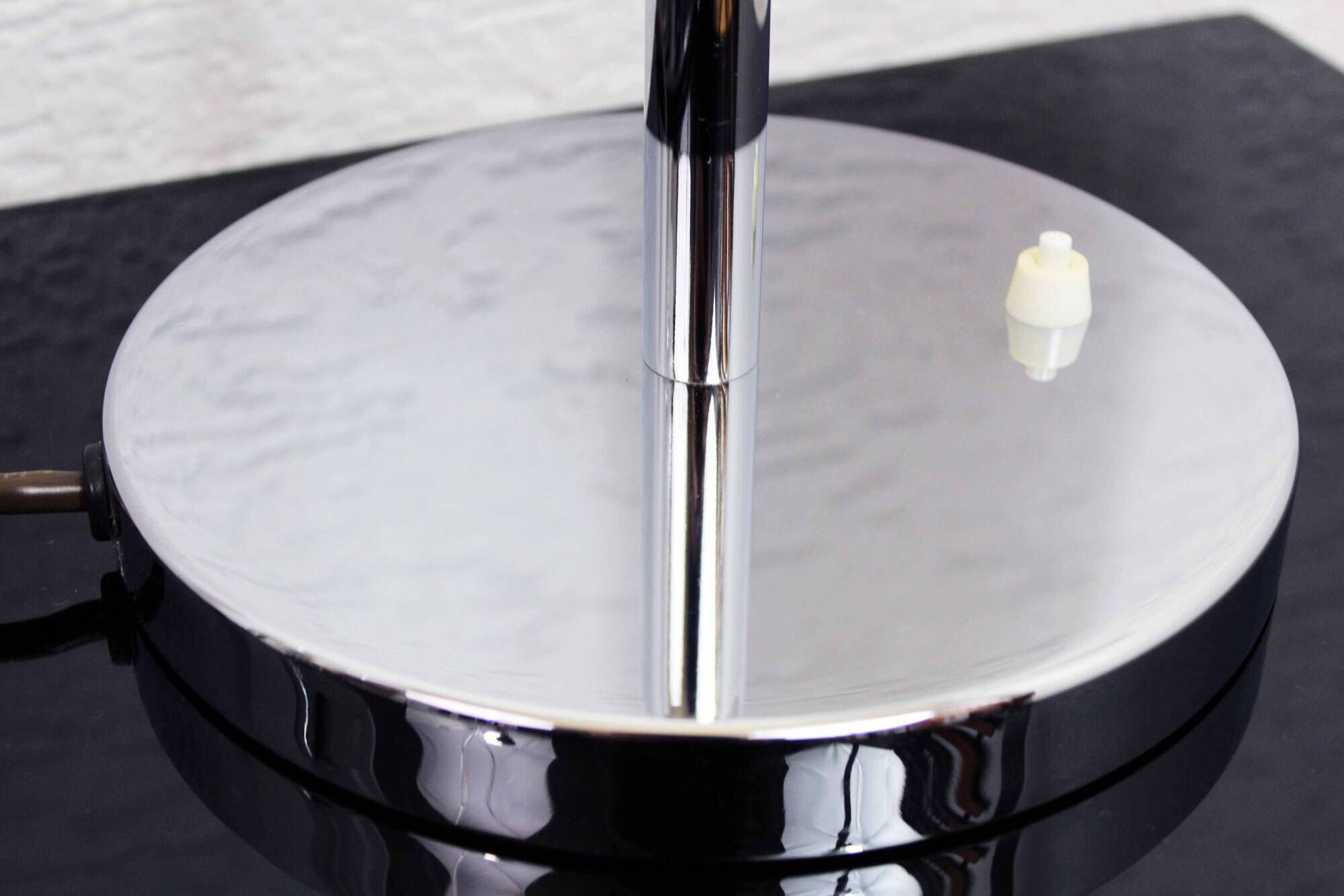 Pair of Italian chrome metal and white acrylic lamps
