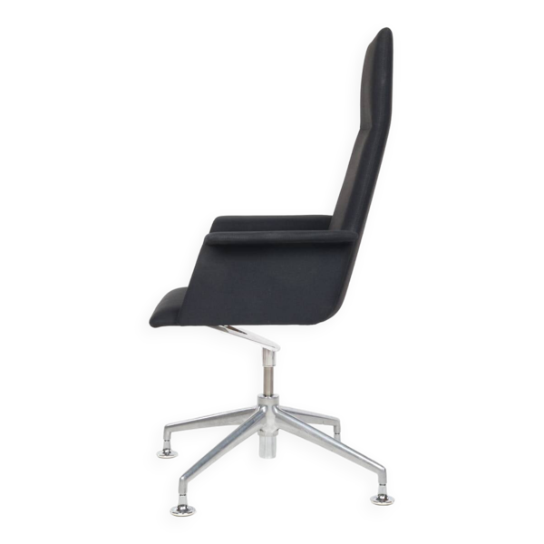Chaise de conférence, Brunner, avec revêtement textile, noir, chrome