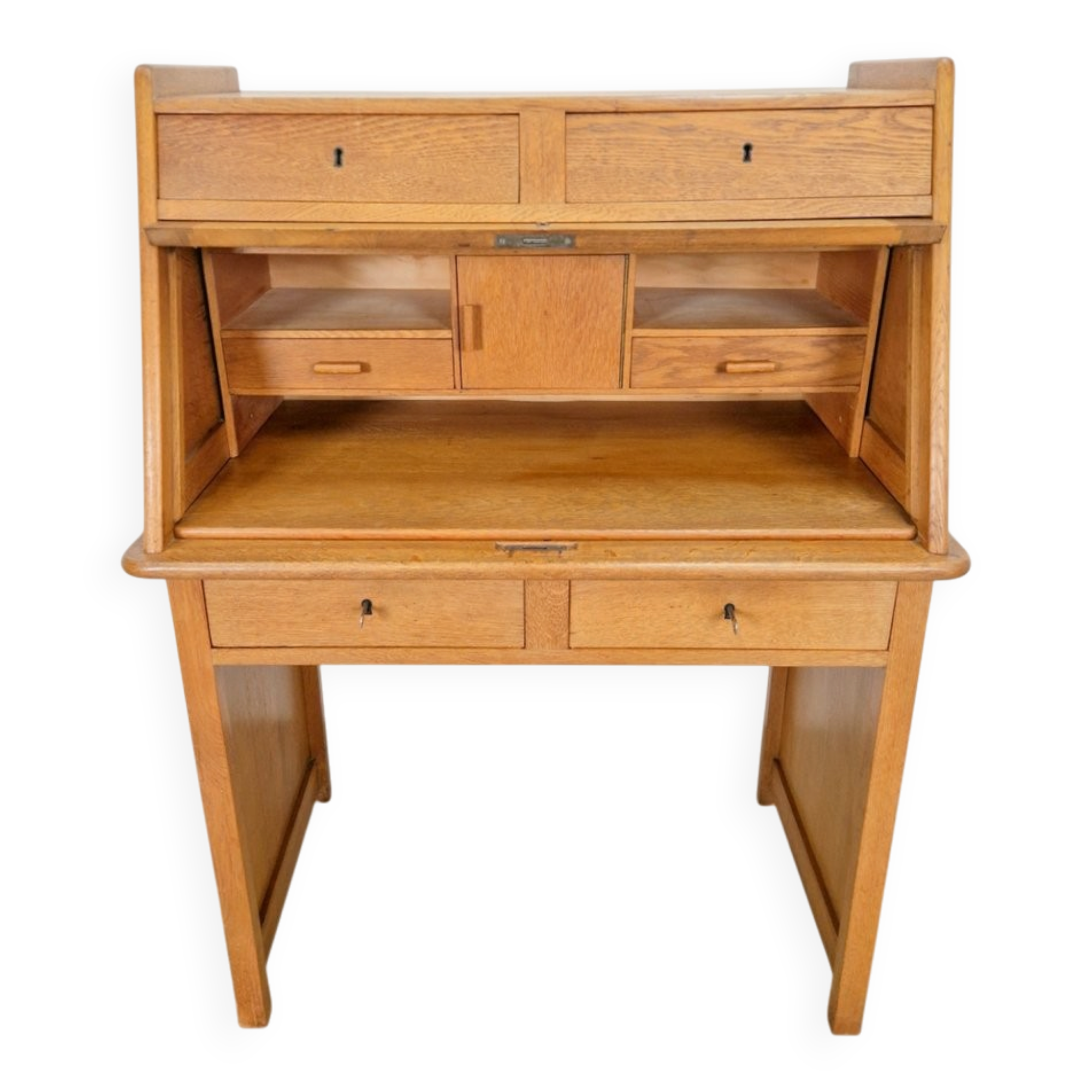 Art Deco Arts & Crafts Secretary in Natural Oak, 1930s
