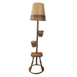 Vintage Rattan Lamp With Plant Pots, 1950/60s