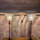 Pair of black and transparent glass vintage table lamps